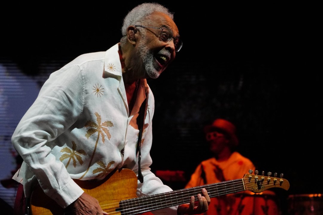 Gilberto Gil durante su show de la gira Tempo Rei en Buenos Aires