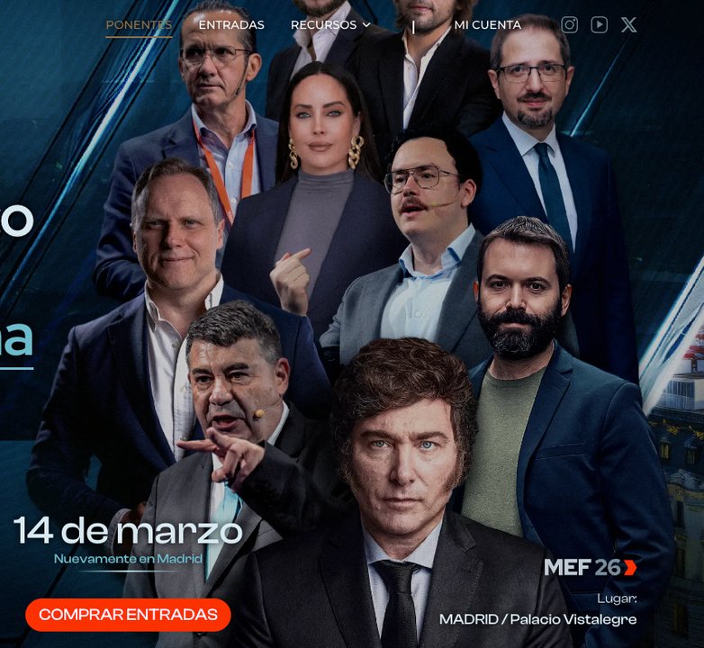 Javier Milei será la figura central del Madrid Economic Forum en Vistalegre, Madrid