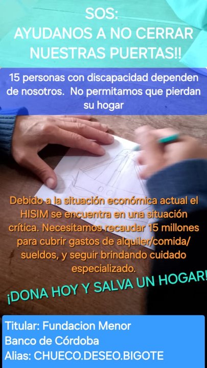 Hogar para personas con discapacidad en riesgo de cierre en Córdoba