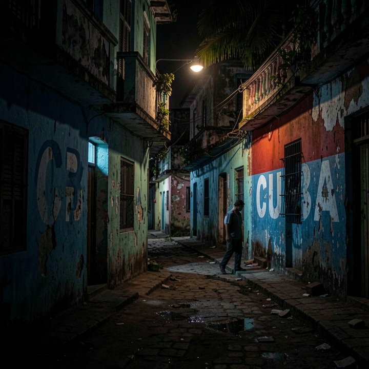 Vista nocturna de La Habana durante un apagón eléctrico
