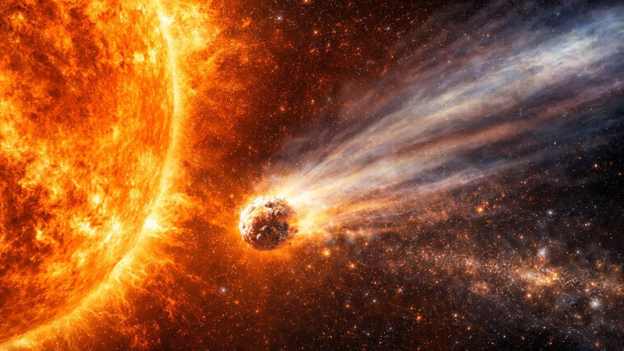 Ilustración del cometa MAPS acercándose al Sol