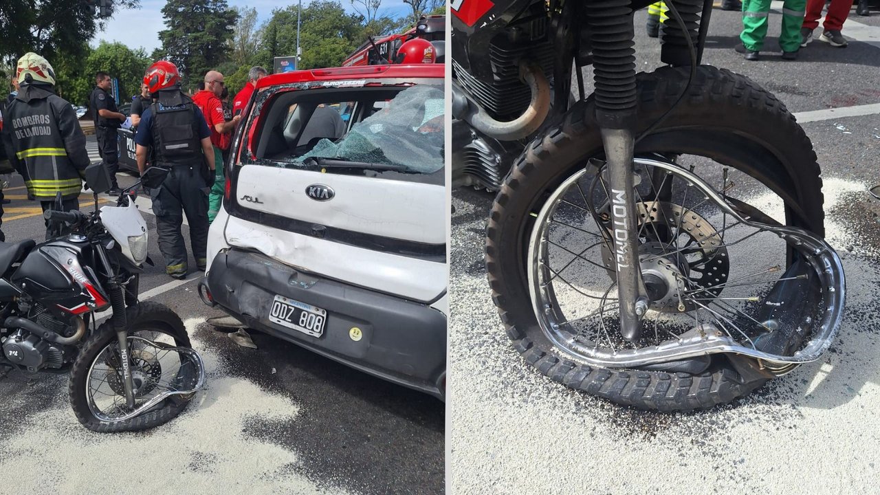 Tres heridos por el choque entre una moto de aplicación y un auto en Belgrano