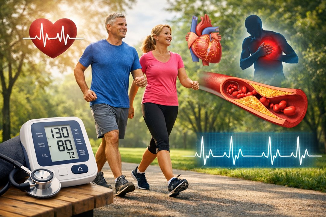Persona caminando para prevenir hipertensión e infartos