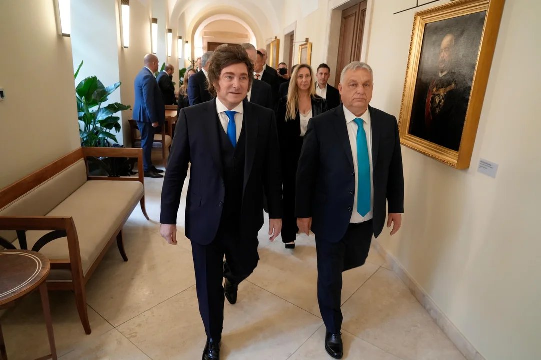 Javier Milei junto a Viktor Orbán durante su visita oficial a Hungría