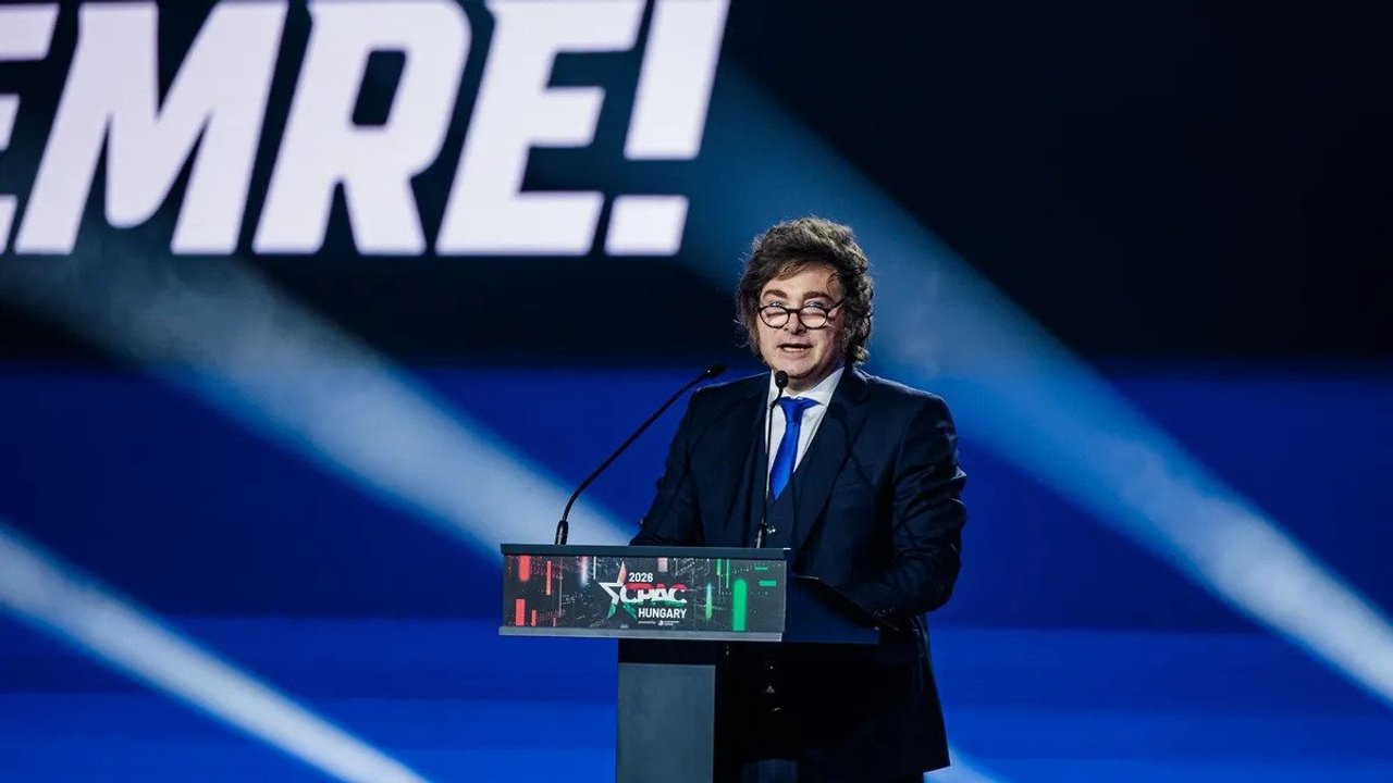 El presidente Javier Milei durante su participación en la CPAC en Budapest