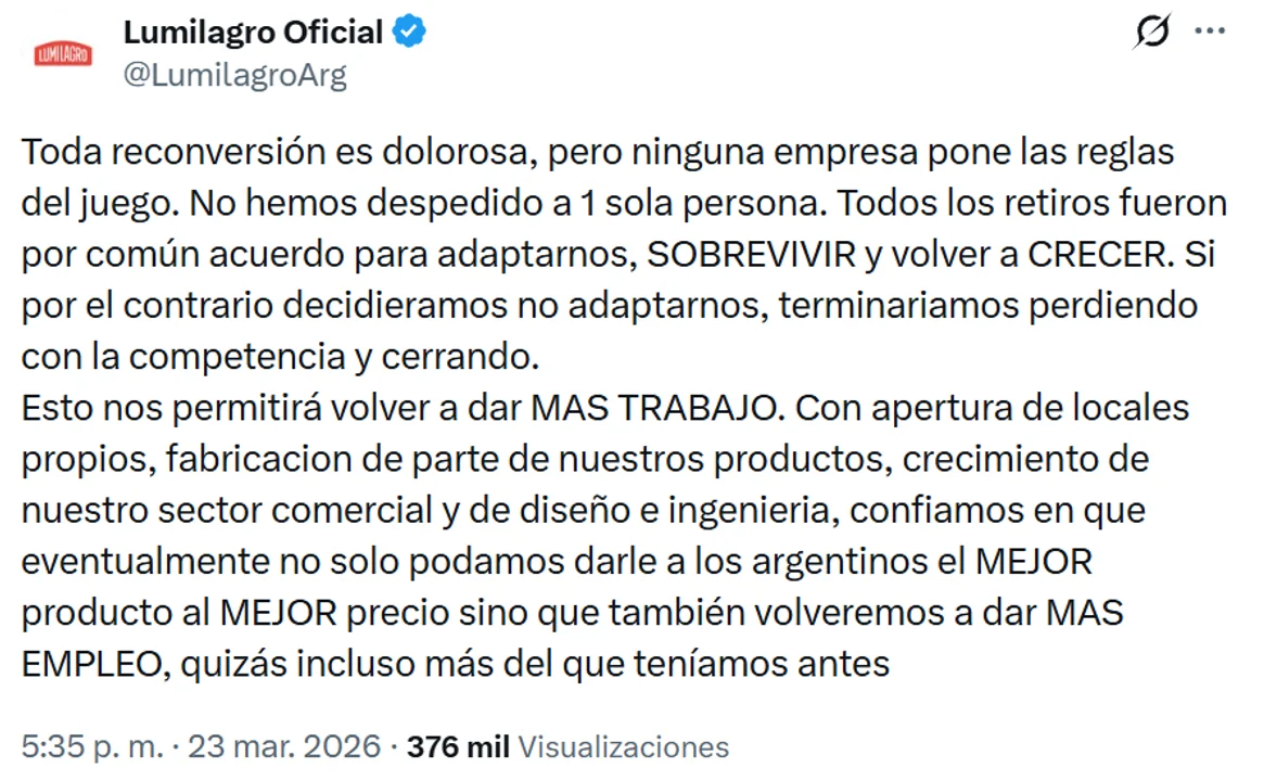 "¿Preferirías pagar $100 mil más?": la respuesta de Lumilagro sobre sus despidos que terminó en escándalo