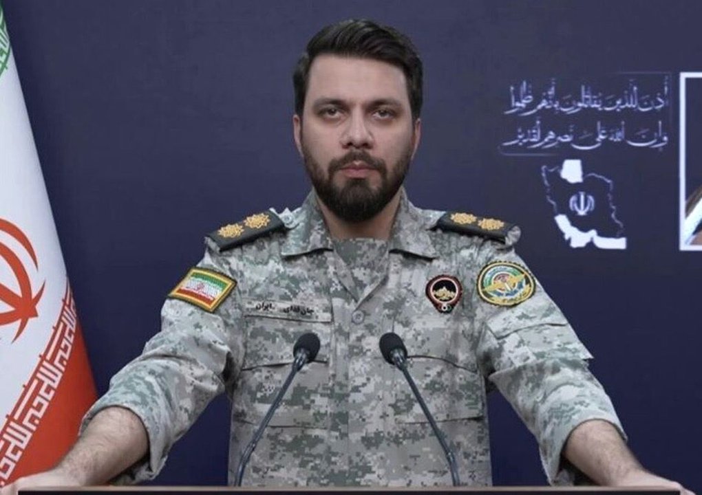 Autoridades militares iraníes durante una conferencia de prensa