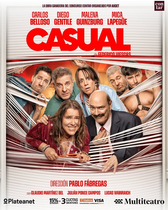 Elenco de la obra teatral Casual en el Multiteatro de la calle Corrientes