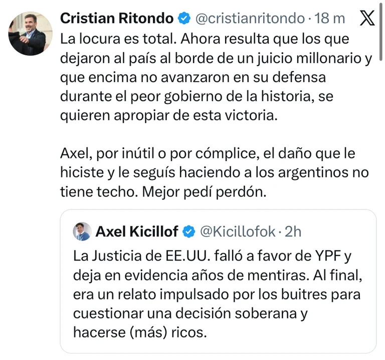 Ritondo, contra Kicillof. (Foto: captura NA)
