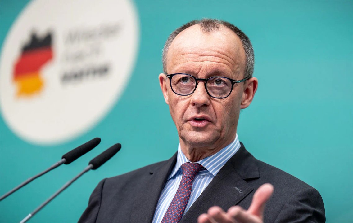 El canciller alemán Friedrich Merz durante un acto en Fráncfort