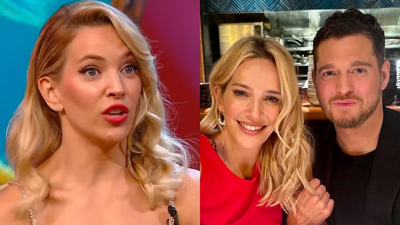 Luisana Lopilato y Michael Bublé durante una videollamada en familia