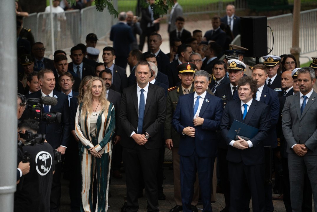 Javier Milei durante el acto por el Día del Veterano y de los Caídos en la Guerra de Malvinas