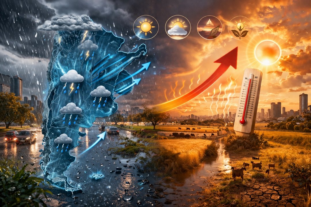 Se anticipa un trimestre caluroso y lluvioso para Argentina