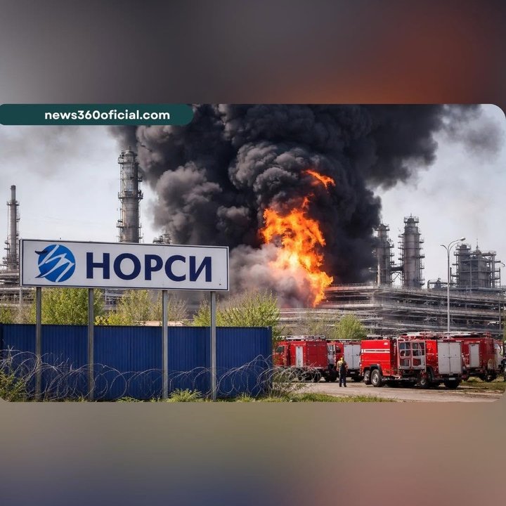 Incendio en la refinería rusa NORSI tras ataque con drones