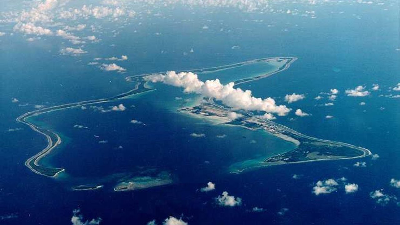 Vista aérea del archipiélago de Chagos en el océano Índico