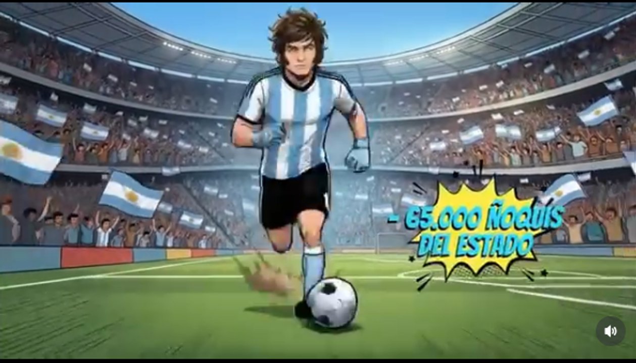 Ilustración animada de Javier Milei al estilo Supercampeones
