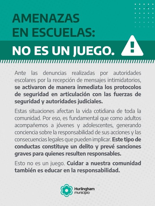 Hurlingham en alerta: amenazas en escuelas y protocolo total