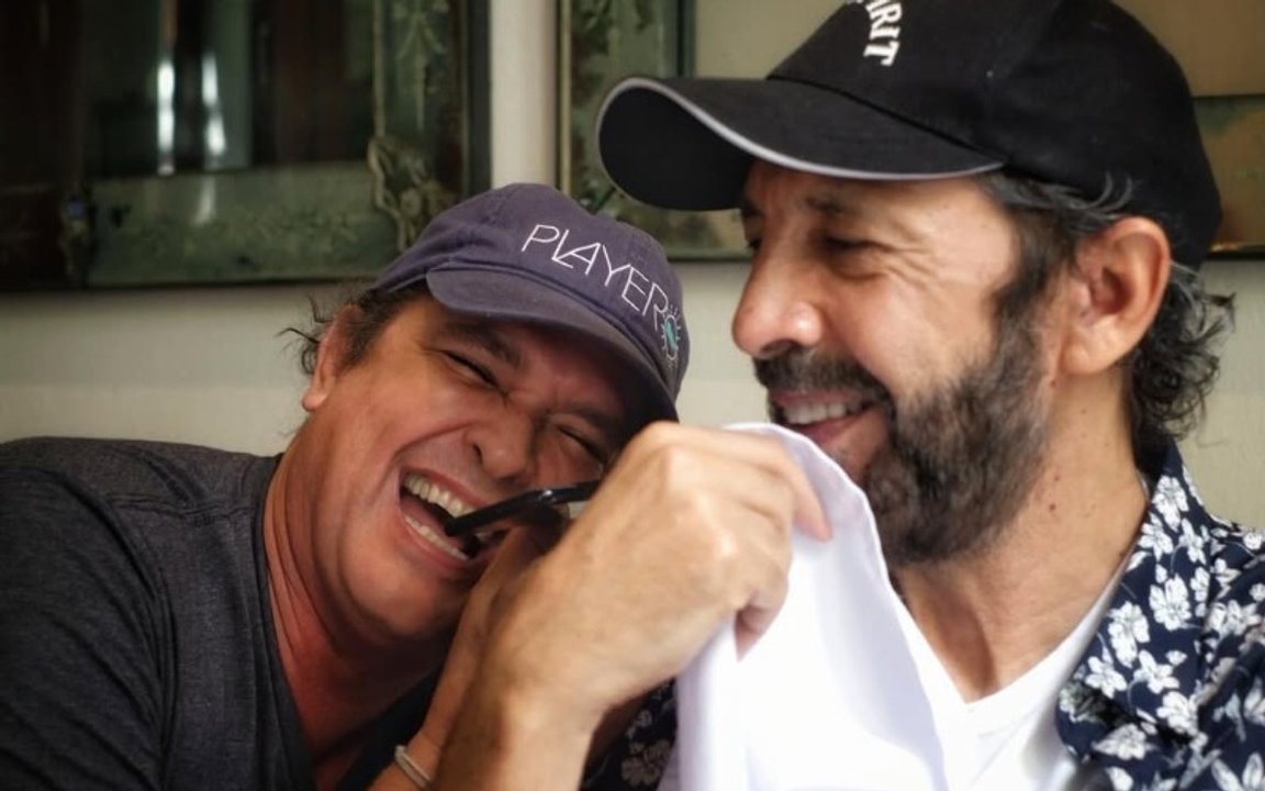 Carlos Vives y Juan Luis Guerra en el lanzamiento de Buscando el mar