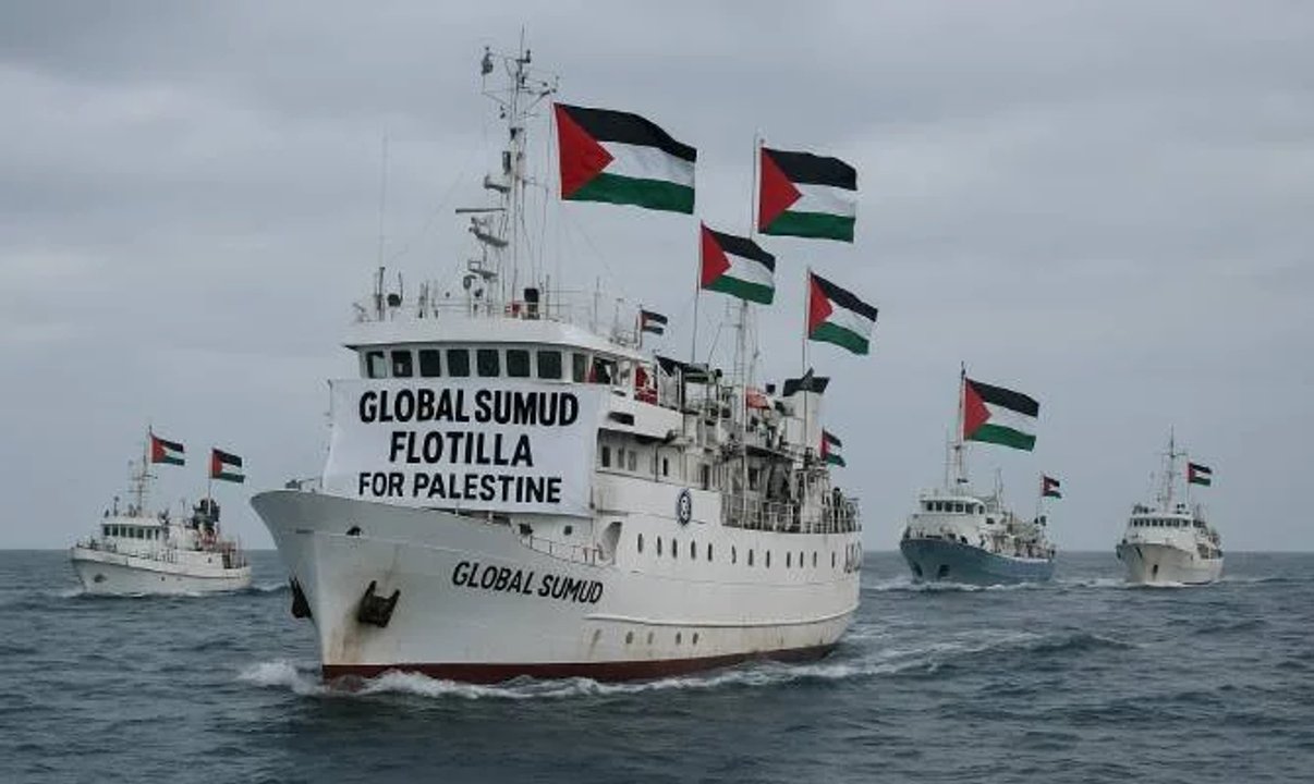Buques de la Flotilla Global Sumud rumbo a Gaza