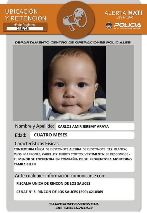 Alerta Nati en Neuquén: buscan desesperadamente a un bebé de 4 meses y a su madre desaparecidos