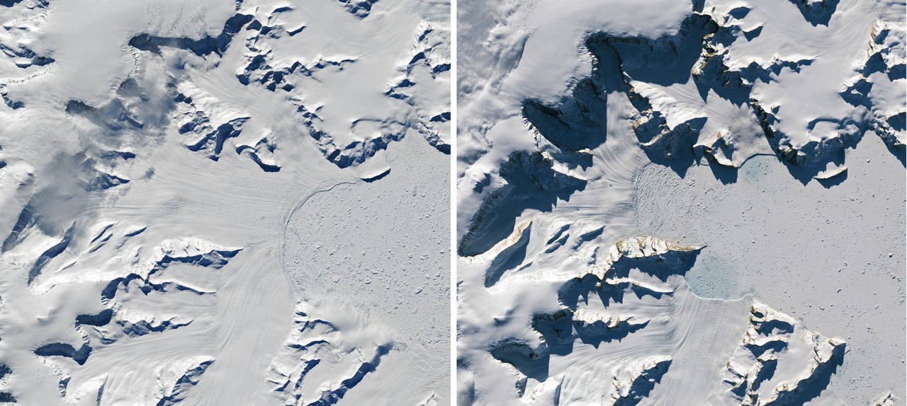 Imágenes impactantes del retroceso récord del glaciar Hektoria: 25 km en solo 15 meses