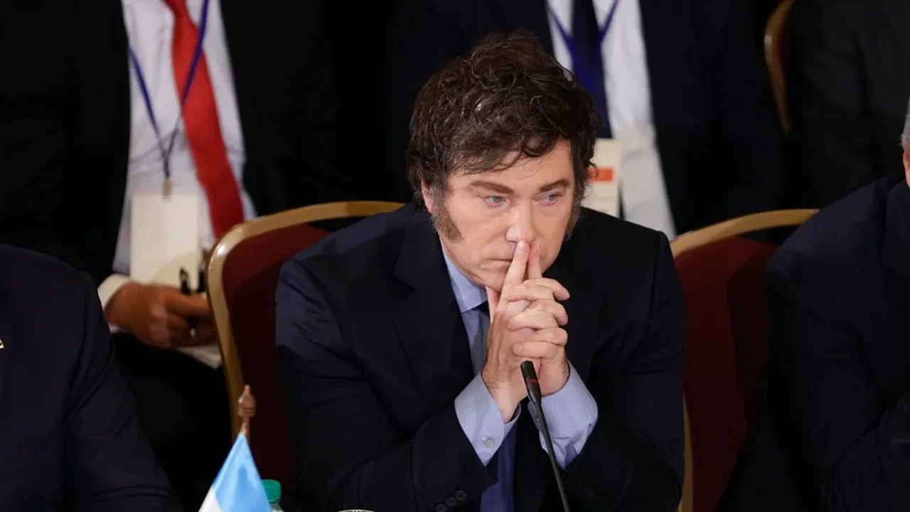 Javier Milei durante un acto oficial en Casa Rosada