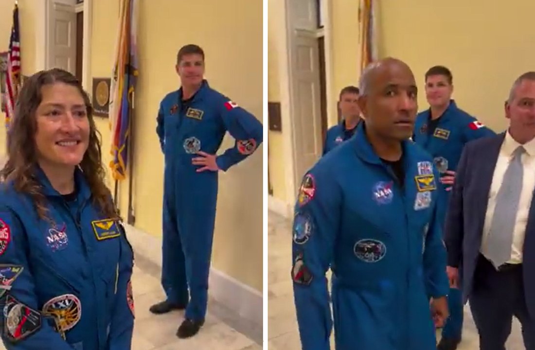 Astronautas de la misión Artemis II durante una actividad oficial en el Capitolio de Estados Unidos