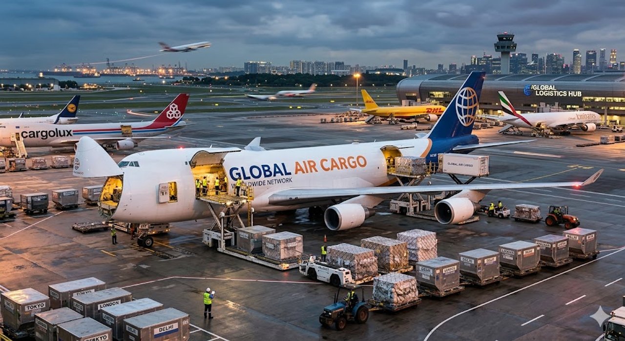 Avión de carga operando en aeropuerto latinoamericano