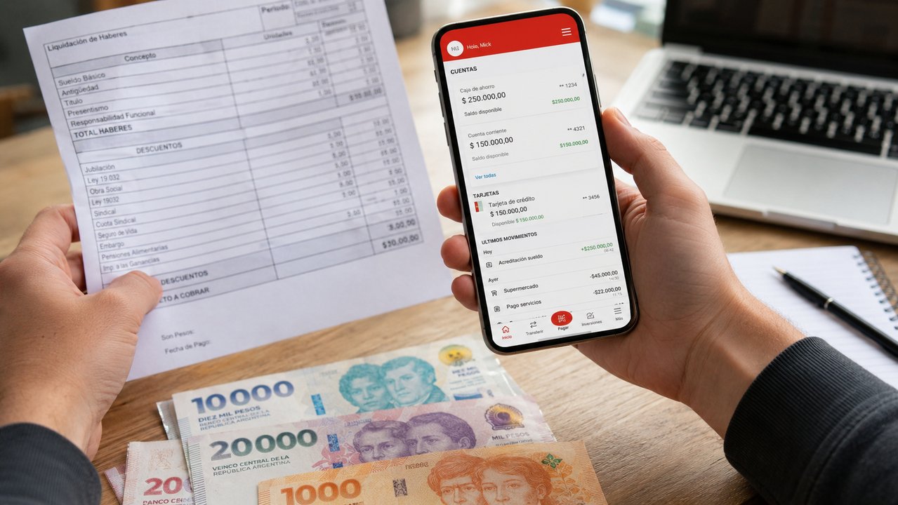 Billetes de pesos argentinos utilizados para el pago del aguinaldo
