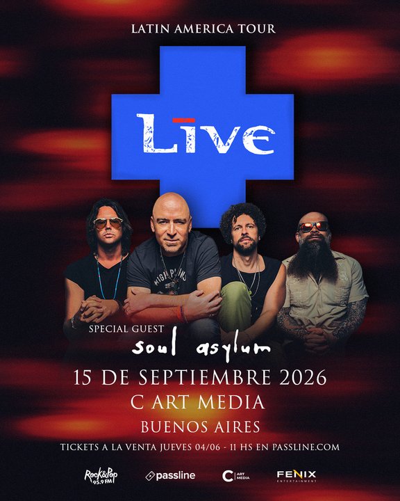 La banda Live en vivo durante un show de rock alternativo
