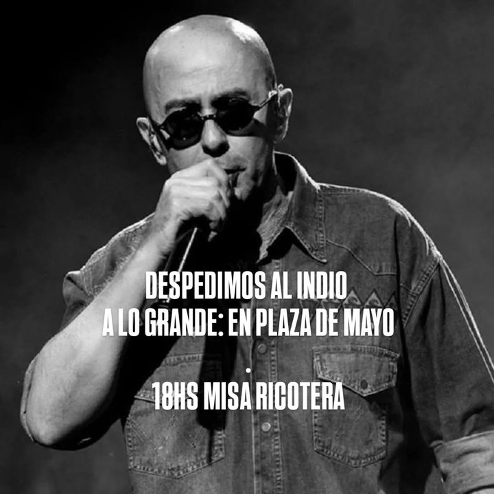 Convocan a una última misa ricotera en Plaza de Mayo para despedir al Indio Solari