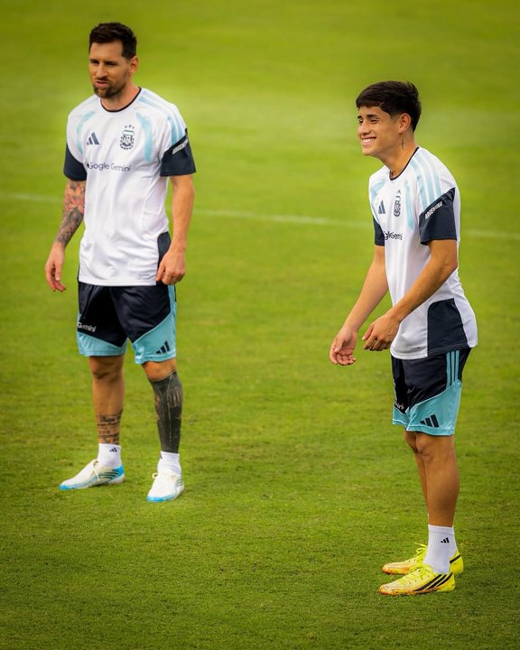 Tomás Aranda en un entrenamiento con la Selección argentina