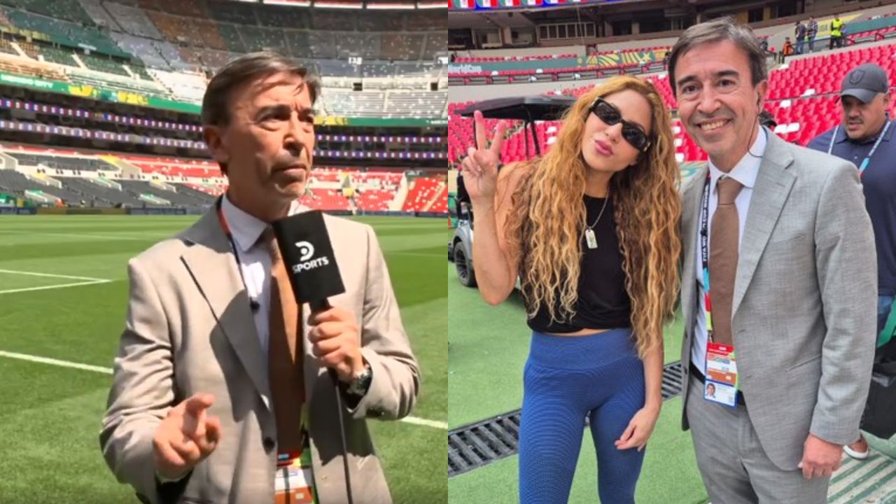 Marcelo Benedetto se acerca a Shakira en el Estadio Azteca