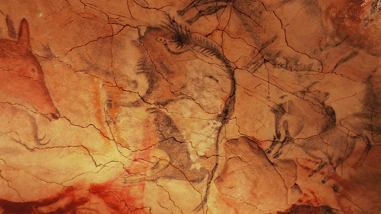 Representación de la cueva de Altamira y su arte rupestre