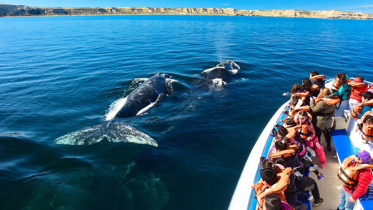 Ballena franca austral avistada en la costa de Chubut