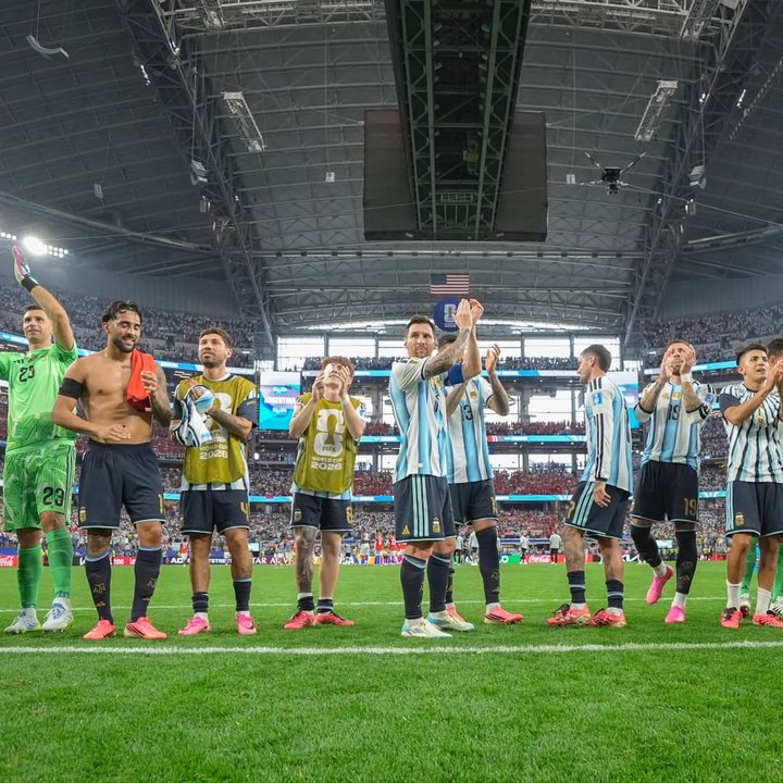 Jugadores de la Selección argentina celebran un gol en el Mundial 2026