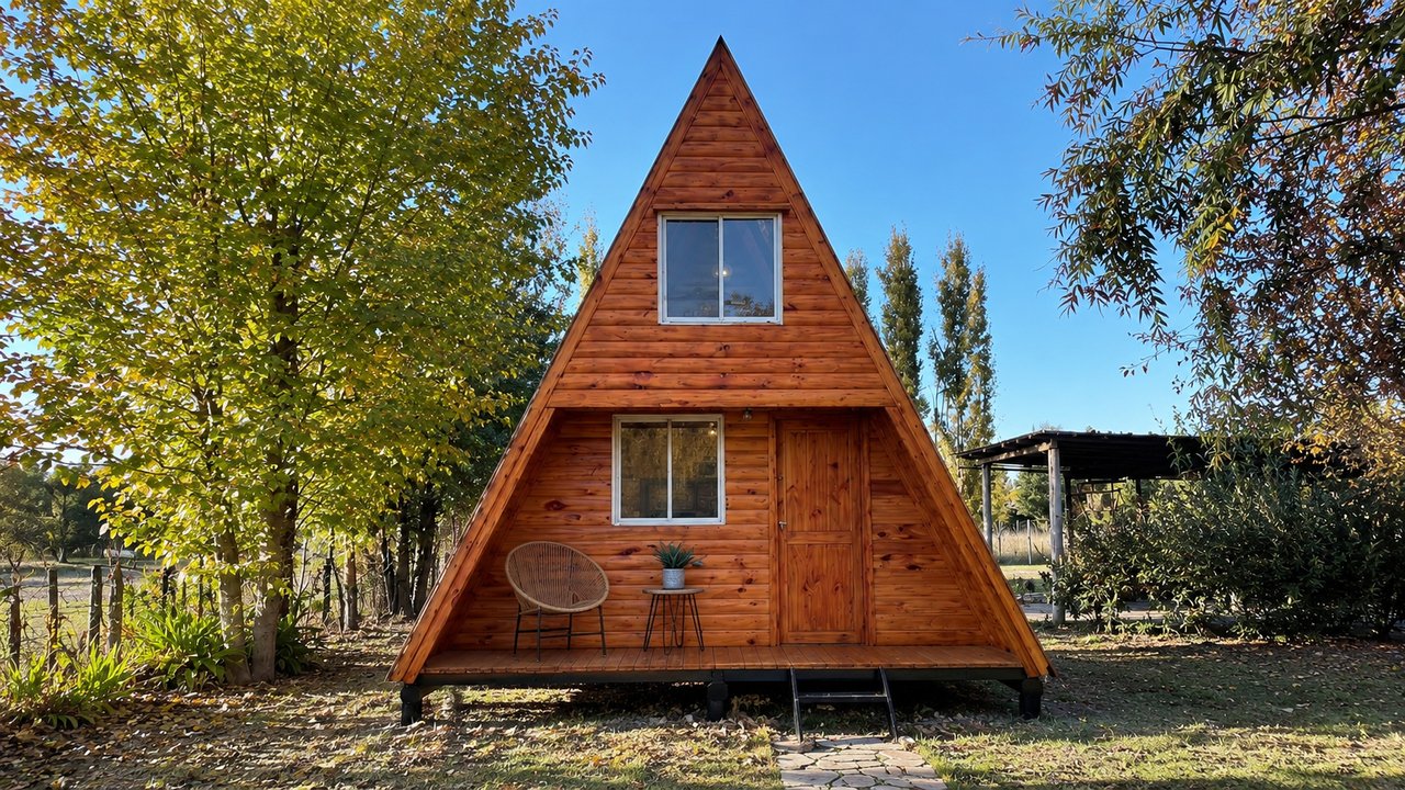 Casita alpina de madera montada en cuatro días