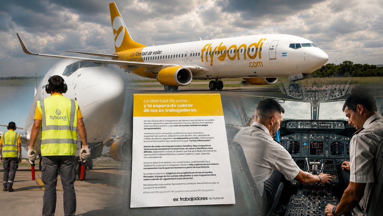 La crisis de Flybondi se profundiza: denuncian que la empresa no paga los retiros voluntarios a los trabajadores