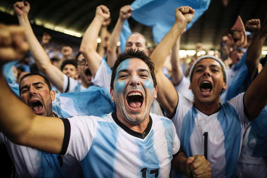 Hinchas argentinos viviendo la intensidad del Mundial