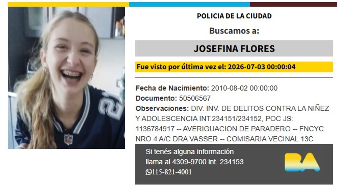 Buscan a la hija de un capitán retirado del Ejército: desapareció tras el partido de la Selección