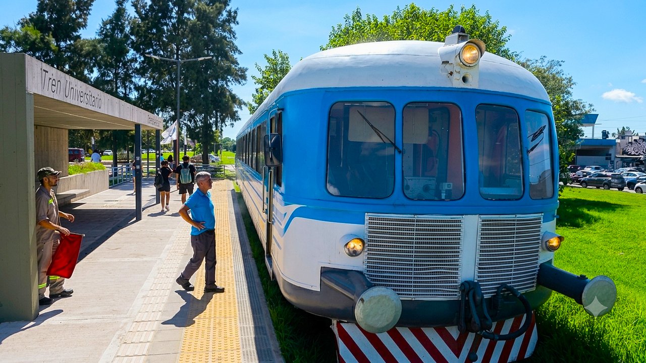 Formación del Tren Universitario de La Plata en circulación