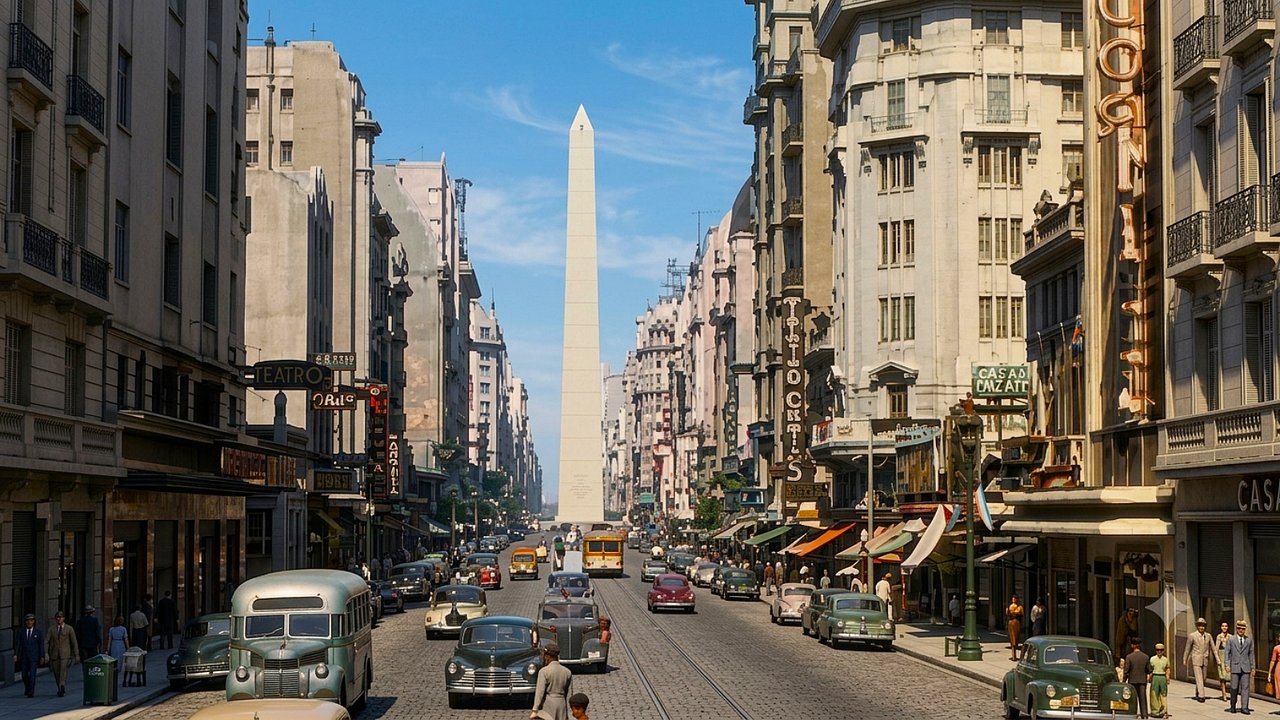 Asi era vivir Argentina en 1951, según Metro-Goldwyn-Mayer: calles empedradas sin semáforo, tranvías, carreras de veleros en miniatura y nostalgia vintage