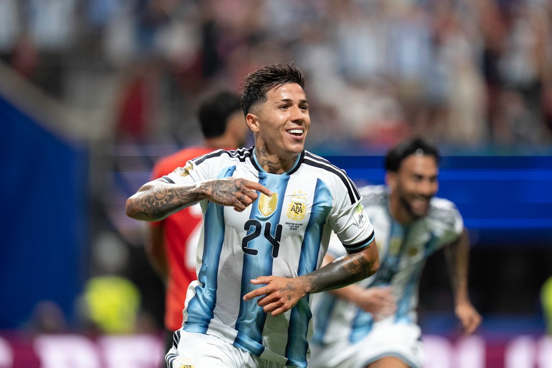 Enzo Fernández celebra su gol ante Egipto en el Mundial 2026