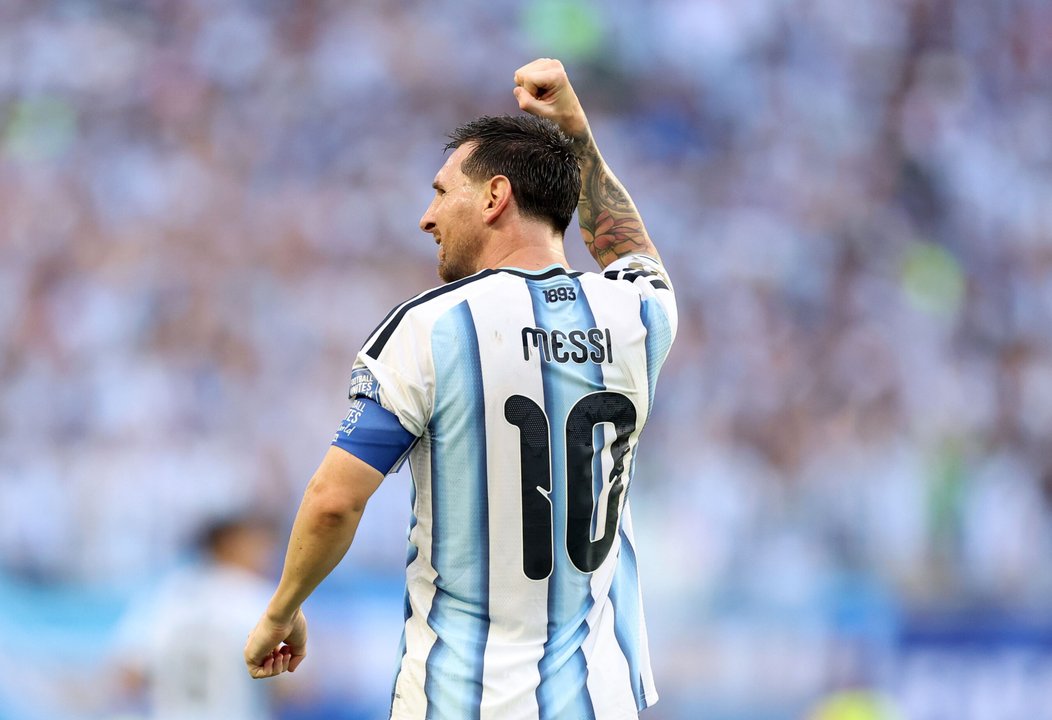 Selección argentina festejando un triunfo mundialista