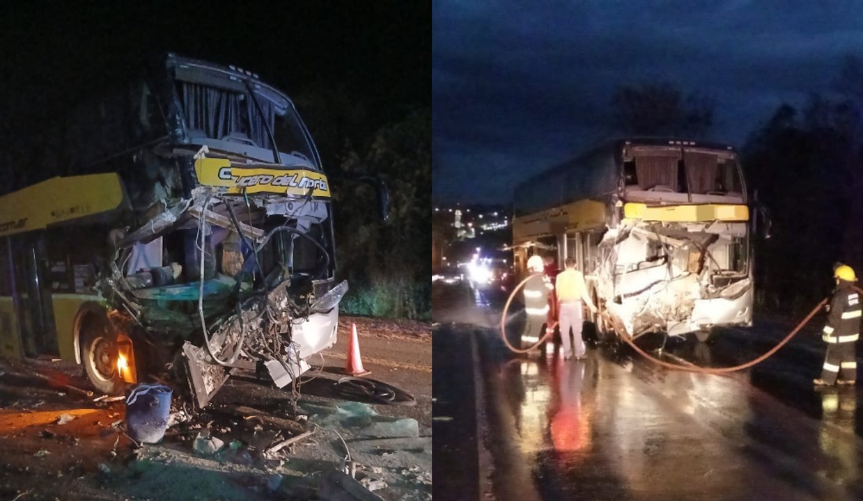 Brutal choque entre un micro y un camión en Misiones: más de 40 heridos