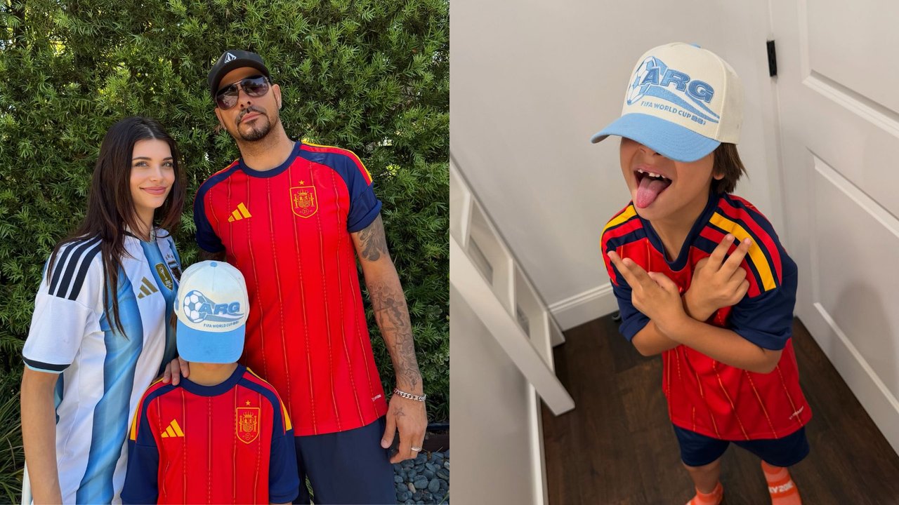 Eva De Dominici junto a su hijo durante la final del Mundial 2026