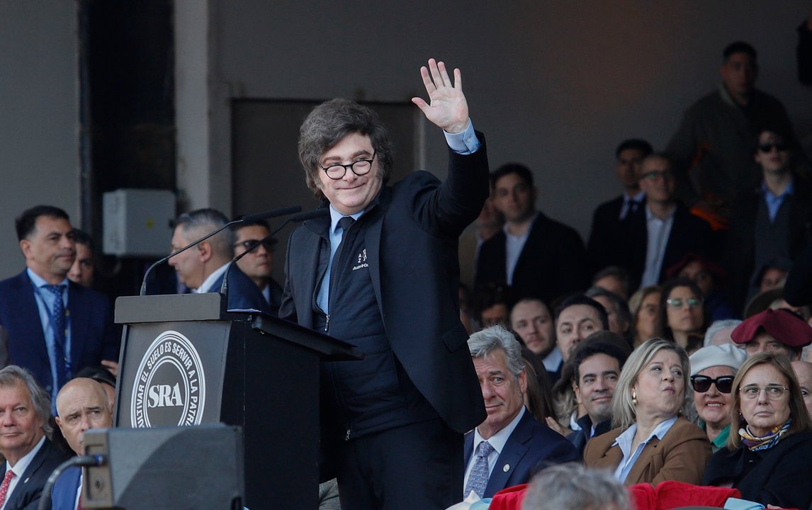 Javier Milei durante su discurso en la Exposición Rural de Palermo 2026