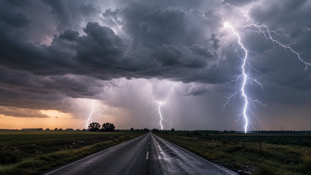 Cielo cubierto y nubes de tormenta sobre una ciudad