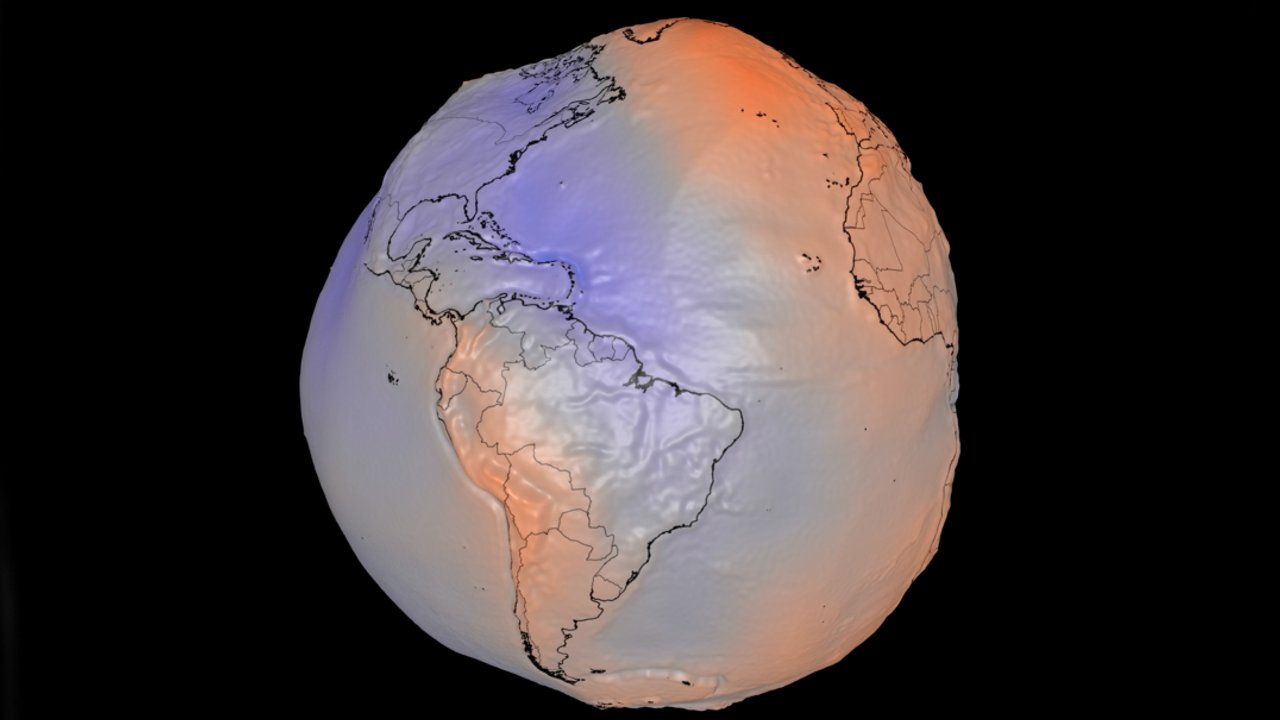 Visualización 3D del geoide terrestre elaborada por la NASA