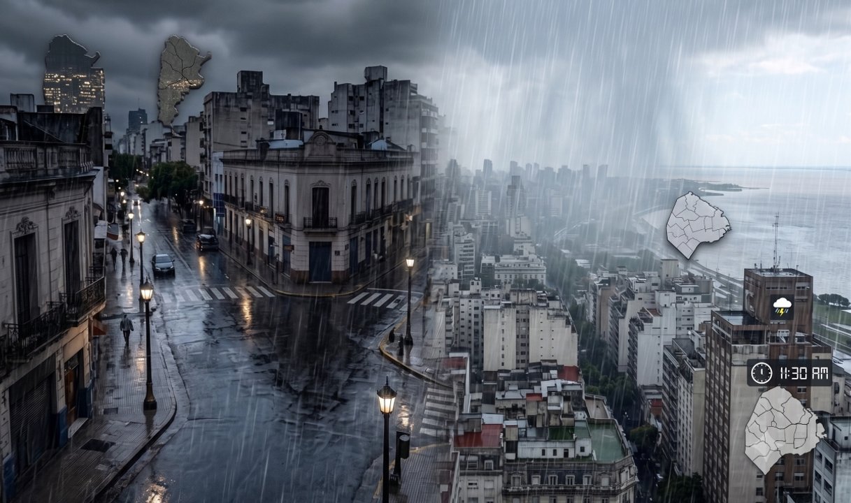 Cielo nublado y llegada de tormentas en Buenos Aires